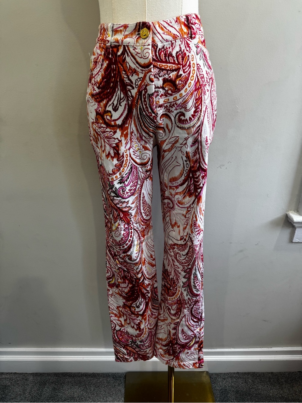 ST. JOHN SPORT BY MARIE GRAY STRAIGHT LEG PAISLEY PANTS | SIZE 2 | MADE IN USA - Picture 4 of 13